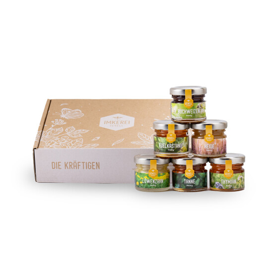 Die Kräftigen (6x 35g) Honig Probierset, Geschenkset, Mitarbeitetergeschenk