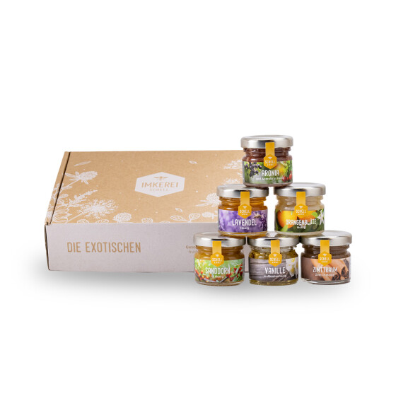 Die Exotischen (6x 35g) Honig Probierset, Geschenkset, Mitarbeitetergeschenk